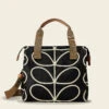 Watson Messenger - Liquorice -Orla Kiely 0etclin100 0040 00 classic giant linear stem zip messenger black cream front 1