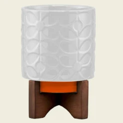 Orla Kiely Debossed Sixties Stem Cream Ceramic Plant Pot