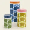 Orla Kiely Block Flower Set Of 3 Nesting Canisters -Orla Kiely 148413 orla kiely block flower set of 3 nesting canisters 1