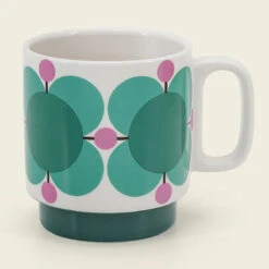 Orla Kiely Atomic Flower Set Of 6 Stacking Mugs -Orla Kiely 149199 orla kiely atomic flower set of 6 stacking mugs cream4
