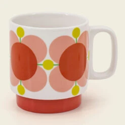 Orla Kiely Atomic Flower Set Of 6 Stacking Mugs -Orla Kiely 149199 orla kiely atomic flower set of 6 stacking mugs cream5