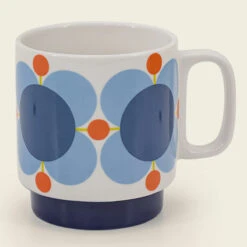 Orla Kiely Atomic Flower Set Of 6 Stacking Mugs -Orla Kiely 149199 orla kiely atomic flower set of 6 stacking mugs cream7