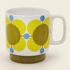 Orla Kiely Atomic Flower Set Of 6 Stacking Mugs -Orla Kiely 149199 orla kiely atomic flower set of 6 stacking mugs cream8