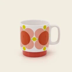 Stackable Large Mug Set Of 6 - Atomic Flower -Orla Kiely 149205okset4stackingmugsatomicflower3sideview