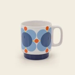 Stackable Large Mug Set Of 6 - Atomic Flower -Orla Kiely 149205okset4stackingmugsatomicflower4sideview