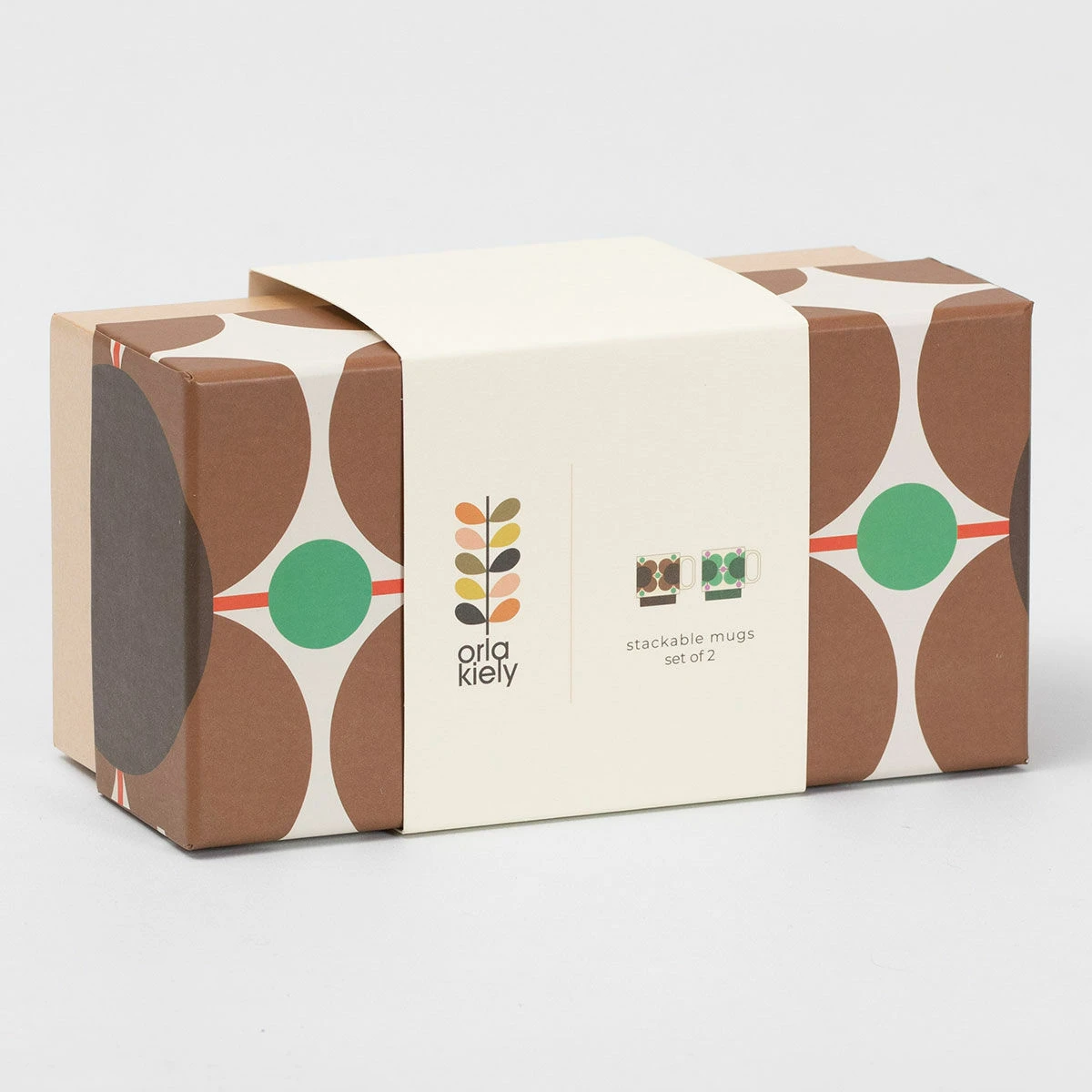 Orla Kiely Atomic Flower Jewel/Latte Set Of 2 Mugs 4 Orla Kiely Atomic Flower Jewel/Latte Set Of 2 Mugs - Image 2