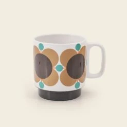 Stackable Large Mug Set Of 6 - Atomic Flower -Orla Kiely 149212okset2mugsatomicflowerjewellatte3sideview