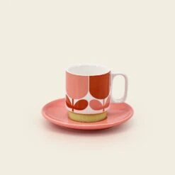 Espresso & Saucer Set - Block Flower -Orla Kiely 149281 OK set 2 stacking espresso mugs block flower 2