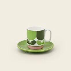 Espresso & Saucer Set - Block Flower -Orla Kiely 149281 OK set 2 stacking espresso mugs block flower 3