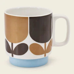 Orla Kiely Block Flower Navy/Bark Set Of 2 Mugs -Orla Kiely 149823 orla kiely block flower navybark set of 2 mugs 3 2