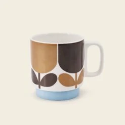 Stackable Large Mug Set Of 6 - Block Flower -Orla Kiely 149823okset2mugsblockflowernavybark3sideview a6c6a9f2 856e 4867 b293 7dfa2d426aee