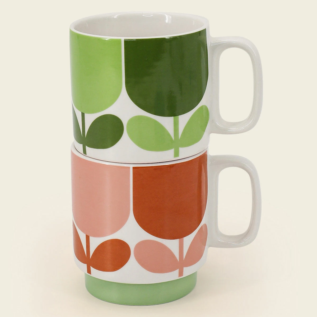 Orla Kiely Flower Tomato/Fern Set Of 2 Mugs 3 Orla Kiely Flower Tomato/Fern Set Of 2 Mugs
