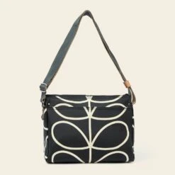 Fielder Crossbody - Linear Stem Liquorice -Orla Kiely 23SELIN937 0040 FielderCrossbody LinearStemLiquorice3