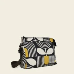 Fielder Crossbody - Giant Striped Tulip Noir -Orla Kiely 24SEGST937 0140 Fielder Crossbody Giant Striped Tulip Noir2