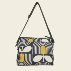 Fielder Crossbody - Giant Striped Tulip Noir -Orla Kiely 24SEGST937 0140 Fielder Crossbody Giant Striped Tulip Noir3
