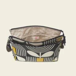 Fielder Crossbody - Giant Striped Tulip Noir -Orla Kiely 24SEGST937 0140 Fielder Crossbody Giant Striped Tulip Noir4