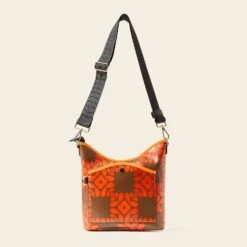Cross Carry Crossbody - Lattice Flower Tile Conker -Orla Kiely 24SELFT744 2340CrossCarryCrossbody LatticeFlowerTileConker3