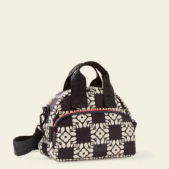 Radial Handbag - Lattice Flower Tile Onyx -Orla Kiely 24SELFT763 0012 RadialHandbag LatticeFlowerTileOnyx2