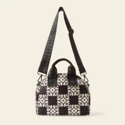 Radial Handbag - Lattice Flower Tile Onyx -Orla Kiely 24SELFT763 0012 RadialHandbag LatticeFlowerTileOnyx3