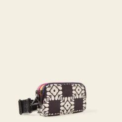 Tripod Crossbody - Lattice Flower Tile Onyx -Orla Kiely 24SELFT783 0012 TripodCrossbody LatticeFlowerTileOnyx2