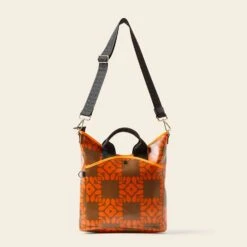 Carry Grab Bucket Bag - Lattice Flower Tile Conker -Orla Kiely 24SELFT832 2340CarryGrabBucketBag LatticeFlowerTileConker3