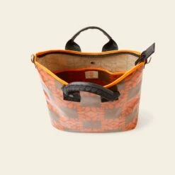 Carry Grab Bucket Bag - Lattice Flower Tile Conker -Orla Kiely 24SELFT832 2340CarryGrabBucketBag LatticeFlowerTileConker4