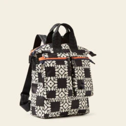 Axis Medium Backpack - Lattice Flower Tile Onyx -Orla Kiely 24SELFT857 0012 AxisMediumBackpack LatticeFlowerTileOnyx2