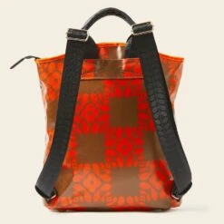 Carry Backpack - Lattice Flower Tile Conker -Orla Kiely 24SELFT876 2340CarryBackpack LatticeFlowerTileConker3