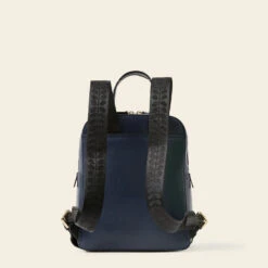 Emilia Petite Backpack - Navy Punched Flower -Orla Kiely 24SELLE846 4110 EmiliaPetiteBackpack NavyPunchedFlower3