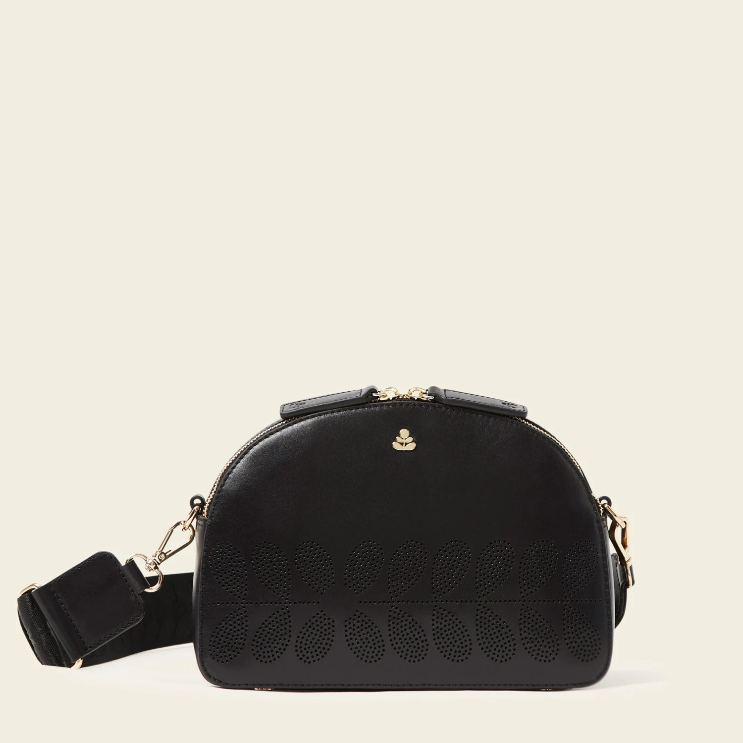 Luna Crossbody - Black Punched Flower 3 Luna Crossbody - Black Punched Flower