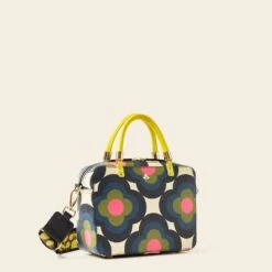 Block Medium Handbag - Radial Flower Rockpool -Orla Kiely 24SERAF838 4400BlockMediumHandbag RadialFlowerRockpool2