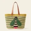 Monday Basket Bag - Bug Green Stripe -Orla Kiely 24SERAF885 3000 MondayTote BugGreenStripe1