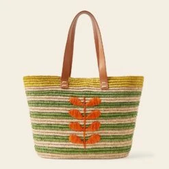 Monday Basket Bag - Bug Green Stripe -Orla Kiely 24SERAF885 3000 MondayTote BugGreenStripe3