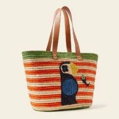 Monday Basket Bag - Puffin Orange Stripe -Orla Kiely 24SERAF885 8000 MondayTote PuffinOrangeStripe2