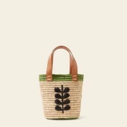 Sunday Mini Basket Bag - Puffin Green -Orla Kiely 24SERAF886 3000 SundayMiniTote PuffinGreen3