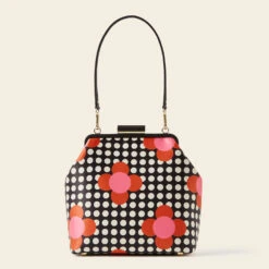 Jenny D Handbag - Fuchsia Flower Polka Dot -Orla Kiely 24SESAT842 6710 JennyD HHandbag FuchsiaFlowerPolkaDot3