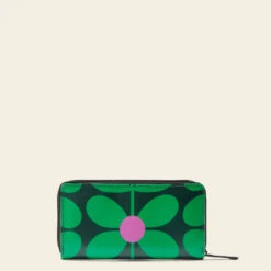 Forget Me Not Wallet - Sixties Stem Emerald -Orla Kiely 24SESIX122 3100ForgetMeNotWallet SixtiesStemEmerald3