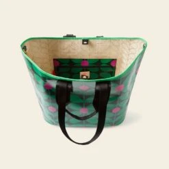 Carryall Large Tote - Sixties Stem Emerald -Orla Kiely 24SESIX204 3100CarryallLargeTote SixtiesStemEmerald4