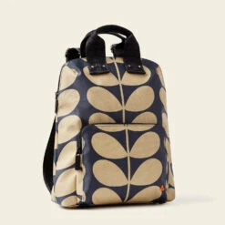 Bestie Backpack - Solid Stem Oatmeal -Orla Kiely 24SESLD138 1965BestieBackpack SolidStemOatmealNavy2