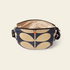 Mini Rounder Crossbody - Solid Stem Oatmeal -Orla Kiely 24SESLD864 1965 MiniHalfMoonCrossbody SolidStemOatmealNavy4