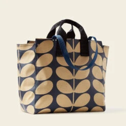 All In Tote - Solid Stem Oatmeal -Orla Kiely 24SESLD867 1965CoreBigTote SolidStemOatmealNavy2
