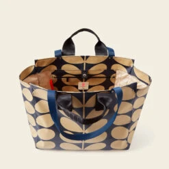 All In Tote - Solid Stem Oatmeal -Orla Kiely 24SESLD867 1965CoreBigTote SolidStemOatmealNavy4