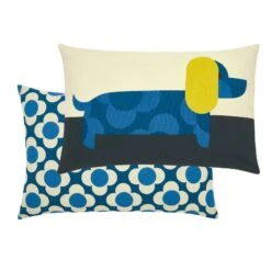 Dachshund Cushion 60x40cm In Blue