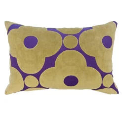 Velvet Spot Flower Cushion Cover 60x40cm In Purple