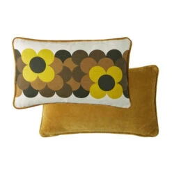 Retro Flower Stripe Cushion Cover 50x30cm In Dune