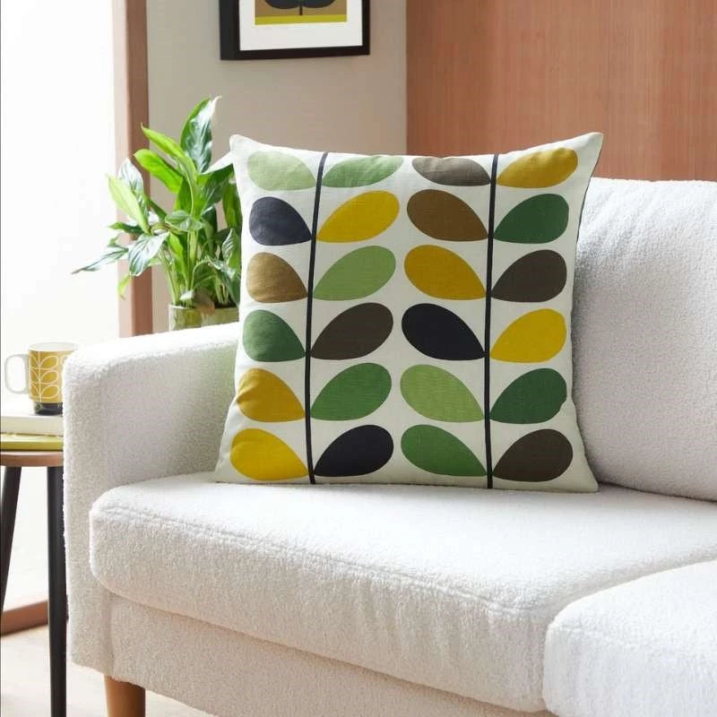 Multi Stem Cushion Cover 50cm In Fern, Ochre 4 Multi Stem Cushion Cover 50cm In Fern, Ochre - Image 2