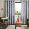Solid Stem Lined Eyelet Curtains - Denim -Orla Kiely OrlaKiely SolidStemDenimMainEMAIL