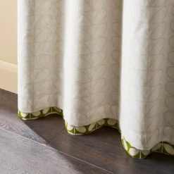 Solid Stem Lined Eyelet Curtains - Pear -Orla Kiely SolidStemPearReverseFINAL