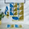 Stem Bloom Duo Towels Blue Fawn -Orla Kiely StemBloomDuoBlueFawnMainFINAL