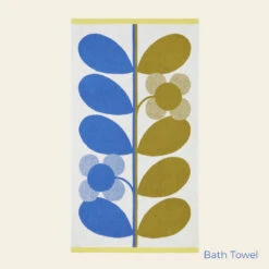 Stem Bloom Duo Towels Blue Fawn -Orla Kiely StemBloomDuoTowelsBlueFawn BathTowel